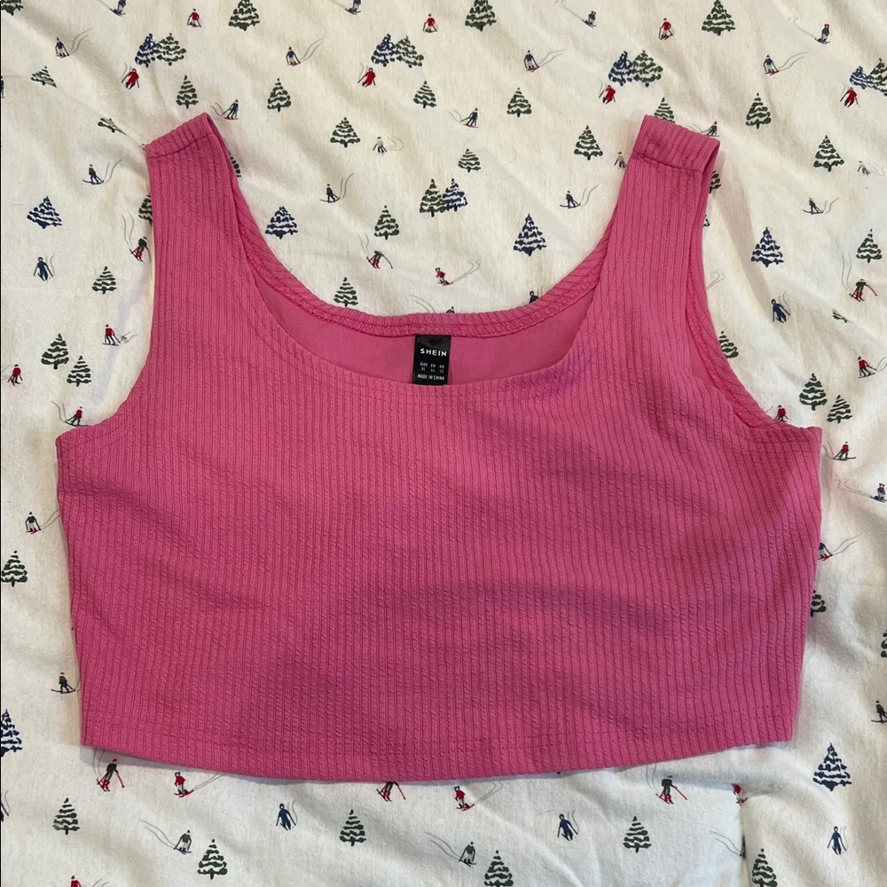 SHEIN Pink Ribbed Crop Top